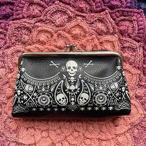 NEW Loungefly Skull Paisley Clutch Wallet